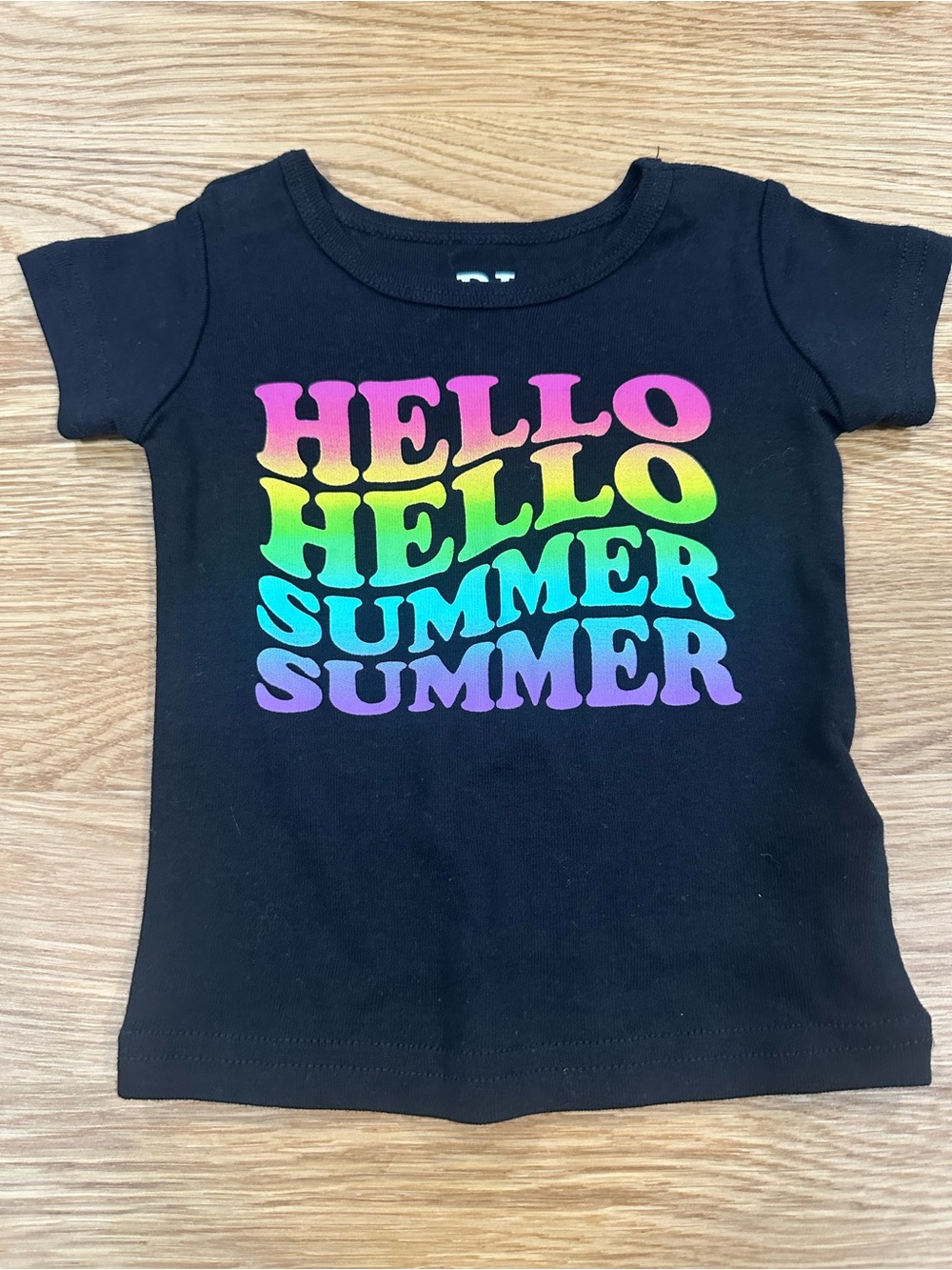 The Children's Place Black Tee with Multicolor 'Hello Summer' Graphic